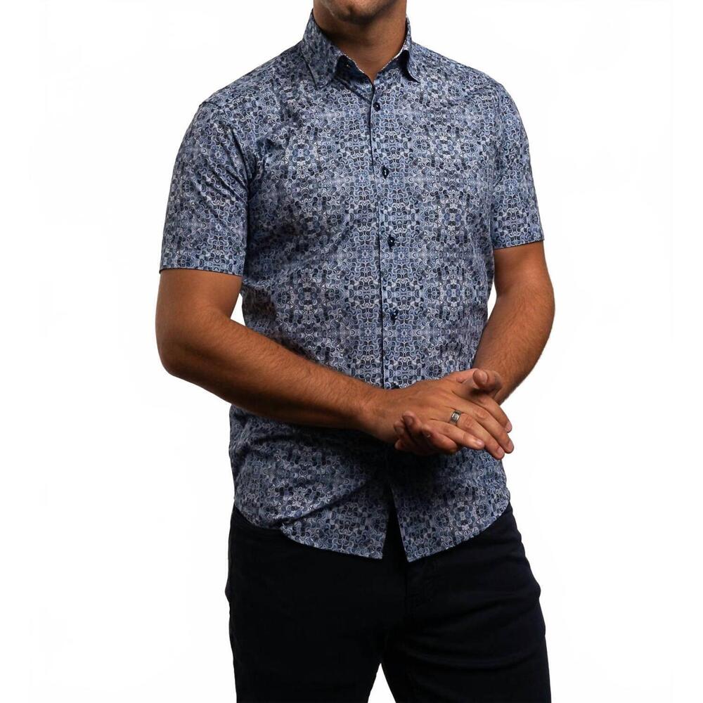 NEW 7 DOWNIE ST. fit sport shirts - plus in blue toned swirls